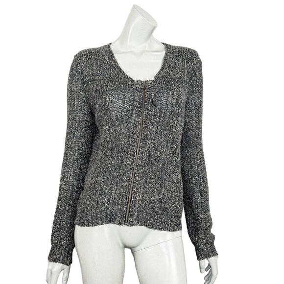 The Kooples Gray Linen Blend Zip Cardigan Sweater Women’s Large Knit - Picture 4 of 9